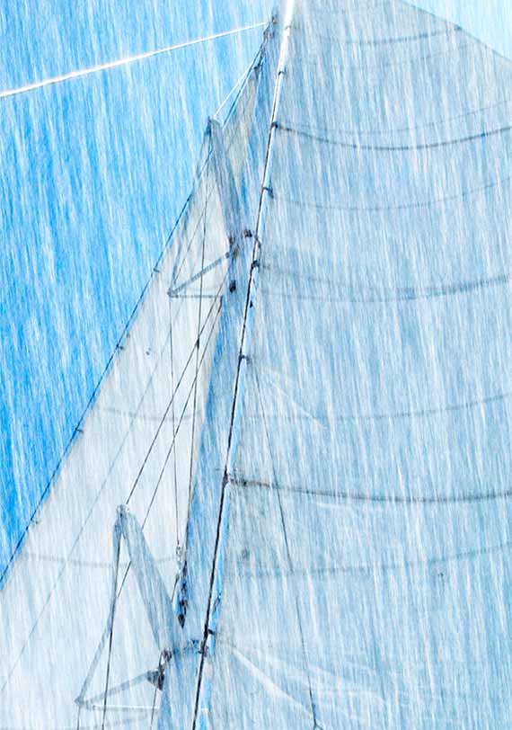 Colored drawing of a sailboat's sails