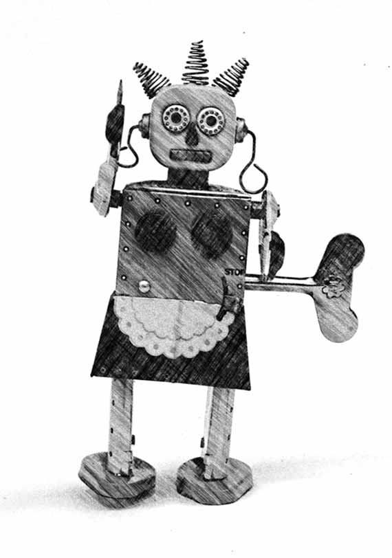 Digital drawing of a mean robot teacher