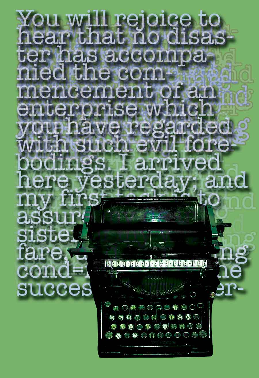 picture of typewriter with words flowing out of it