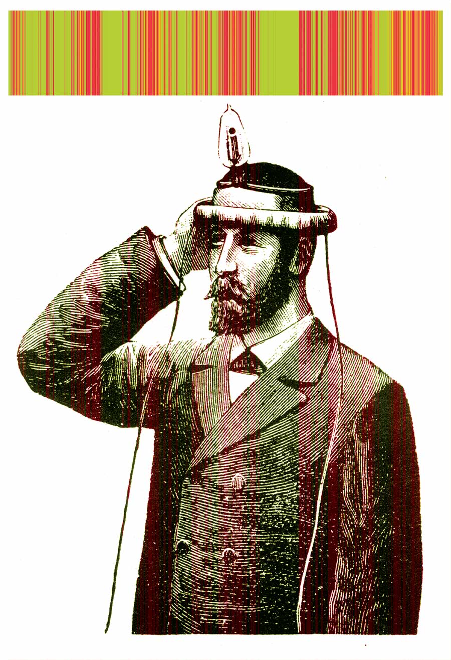 picture of a man with a wierd contraption on his head